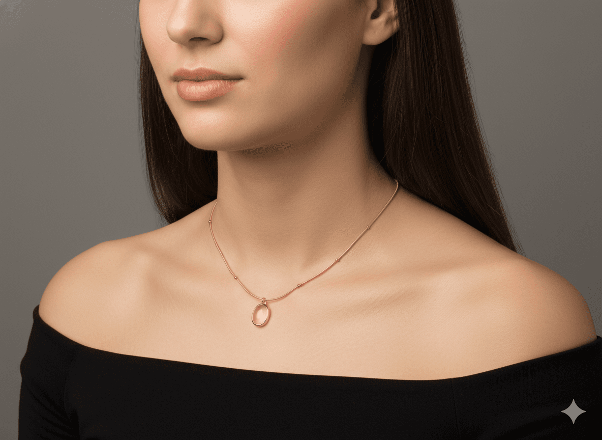 Gold Peach Stone Pendant Necklace