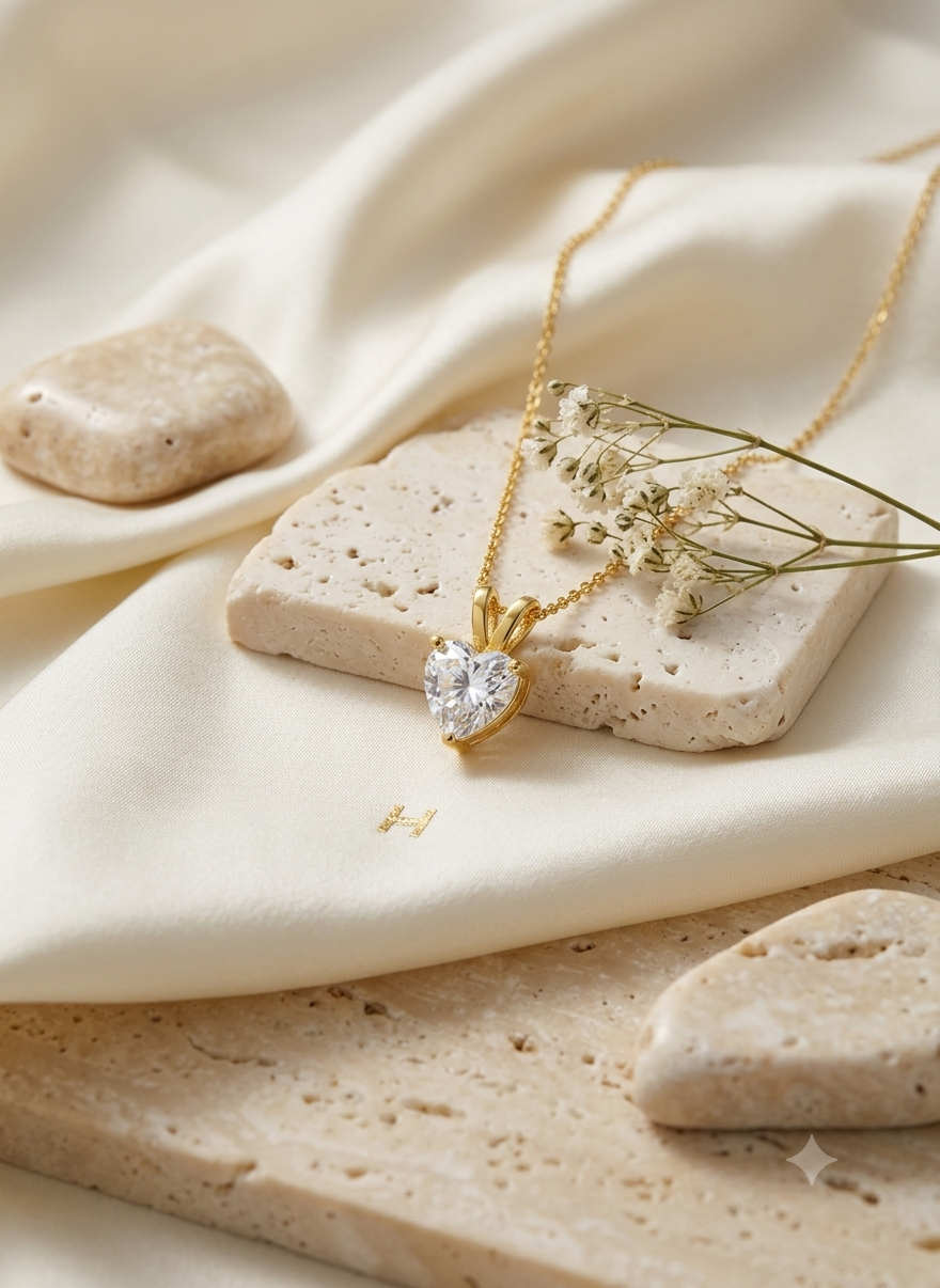 Heart Diamond Cut Pendant Necklace