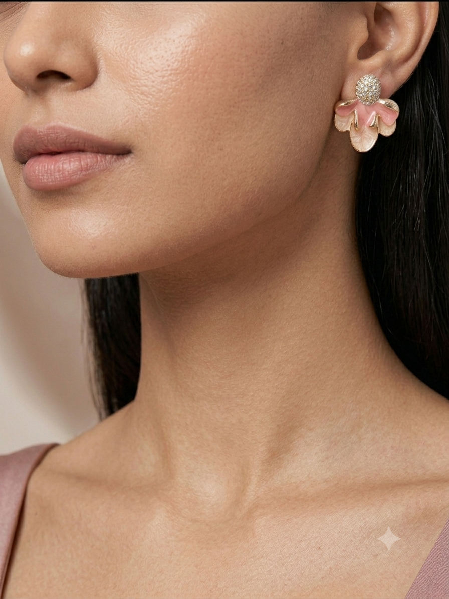 Crystal Floral Statement Earrings for Women