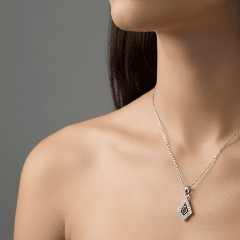 Sterling Silver Pave CZ Kite Pendant Necklace
