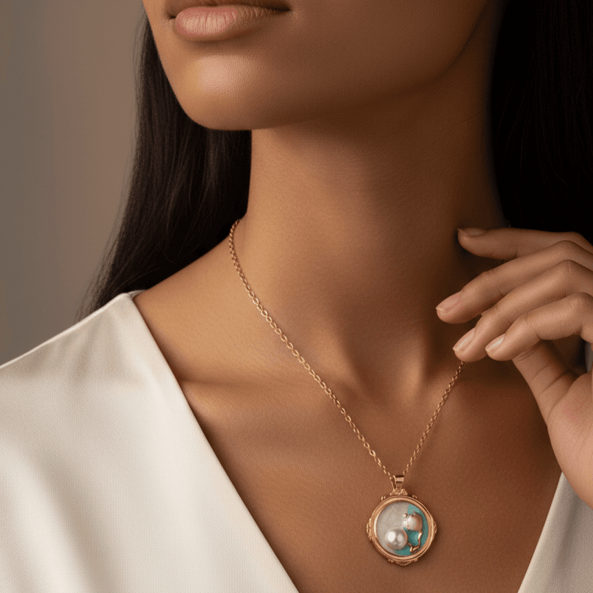 Gold Vintage Round Pearl Pendant