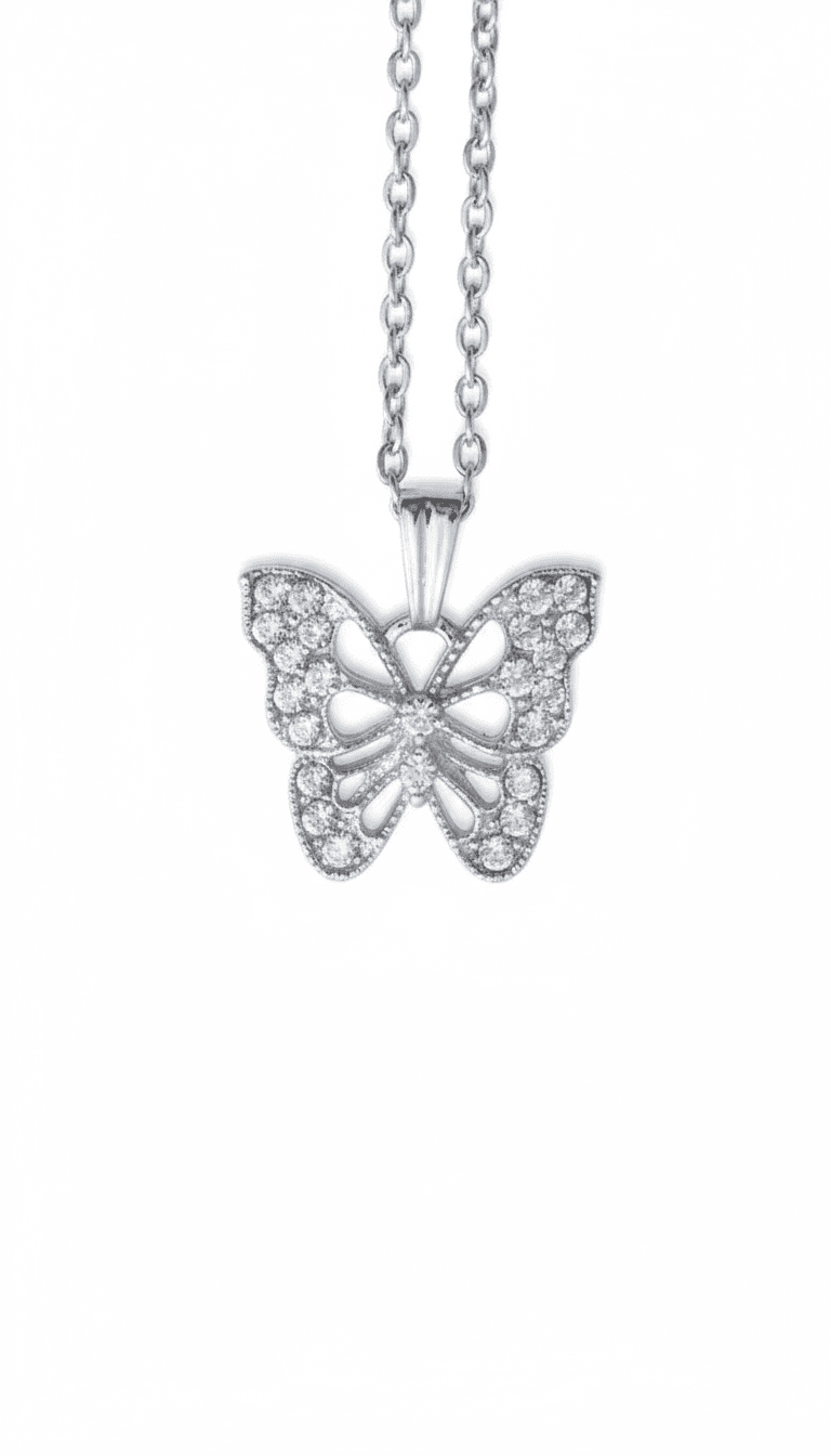 Vintage Filigree Wing Charm Necklace for Women