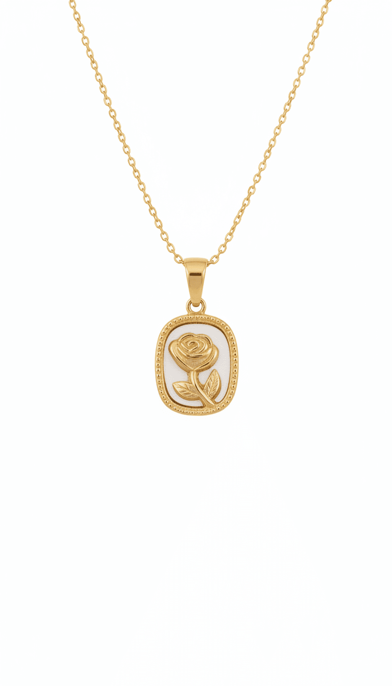 White Enamel Floral Charm Necklace for Women