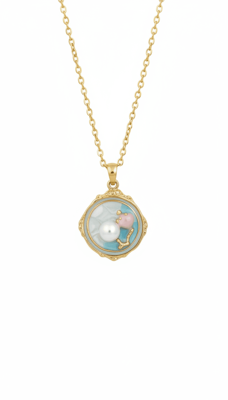 Gold Vintage Round Pearl Pendant