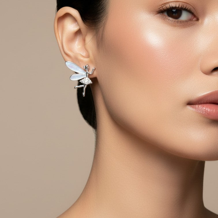 Angel Wing Girl Stud Earrings