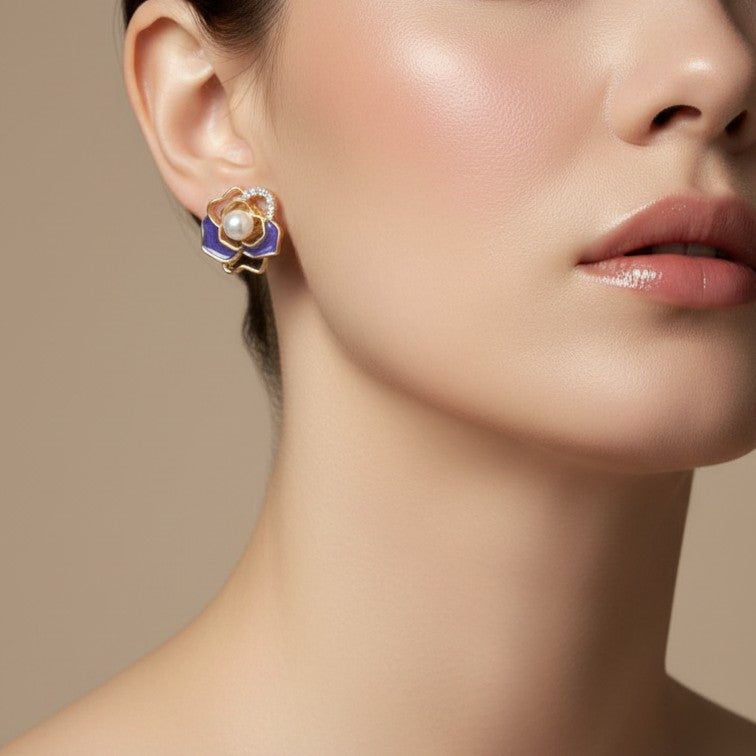 floral pearl stud earring