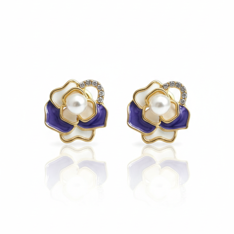 floral pearl stud earring