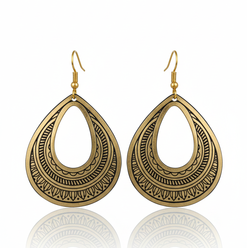 Antique Gold Teardrop Earrings