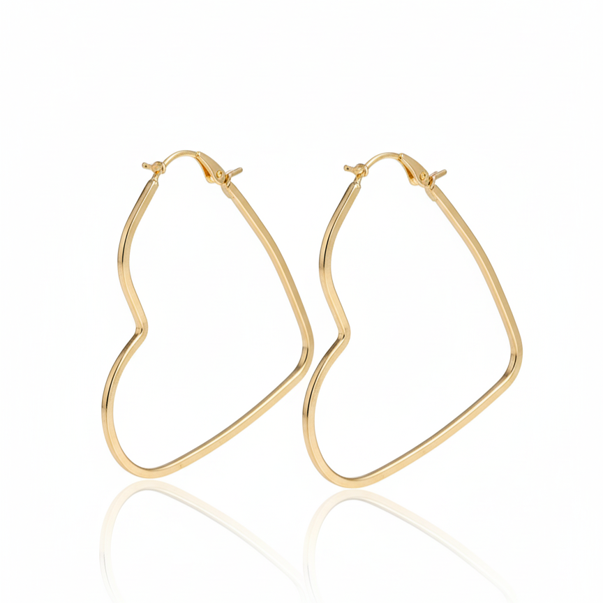 Golden Heart Loop Earrings