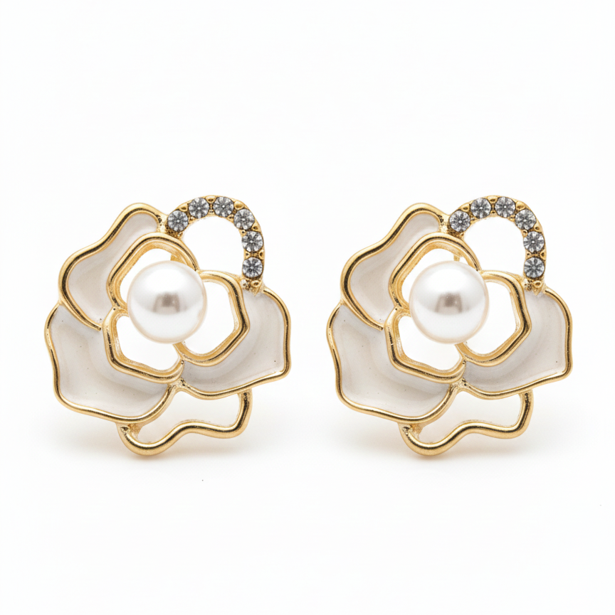 floral pearl stud earring