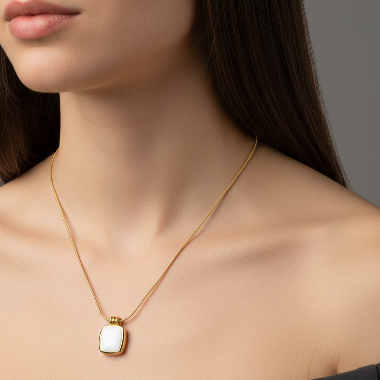 Ivory Marble Frame Pendant