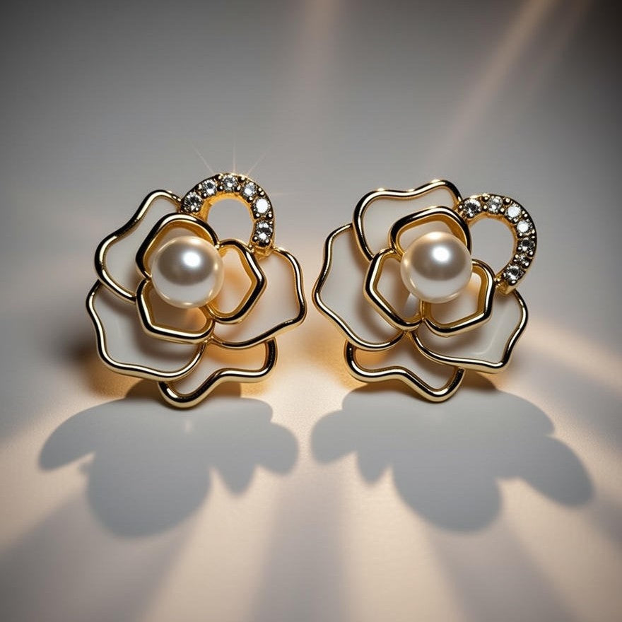 floral pearl stud earring